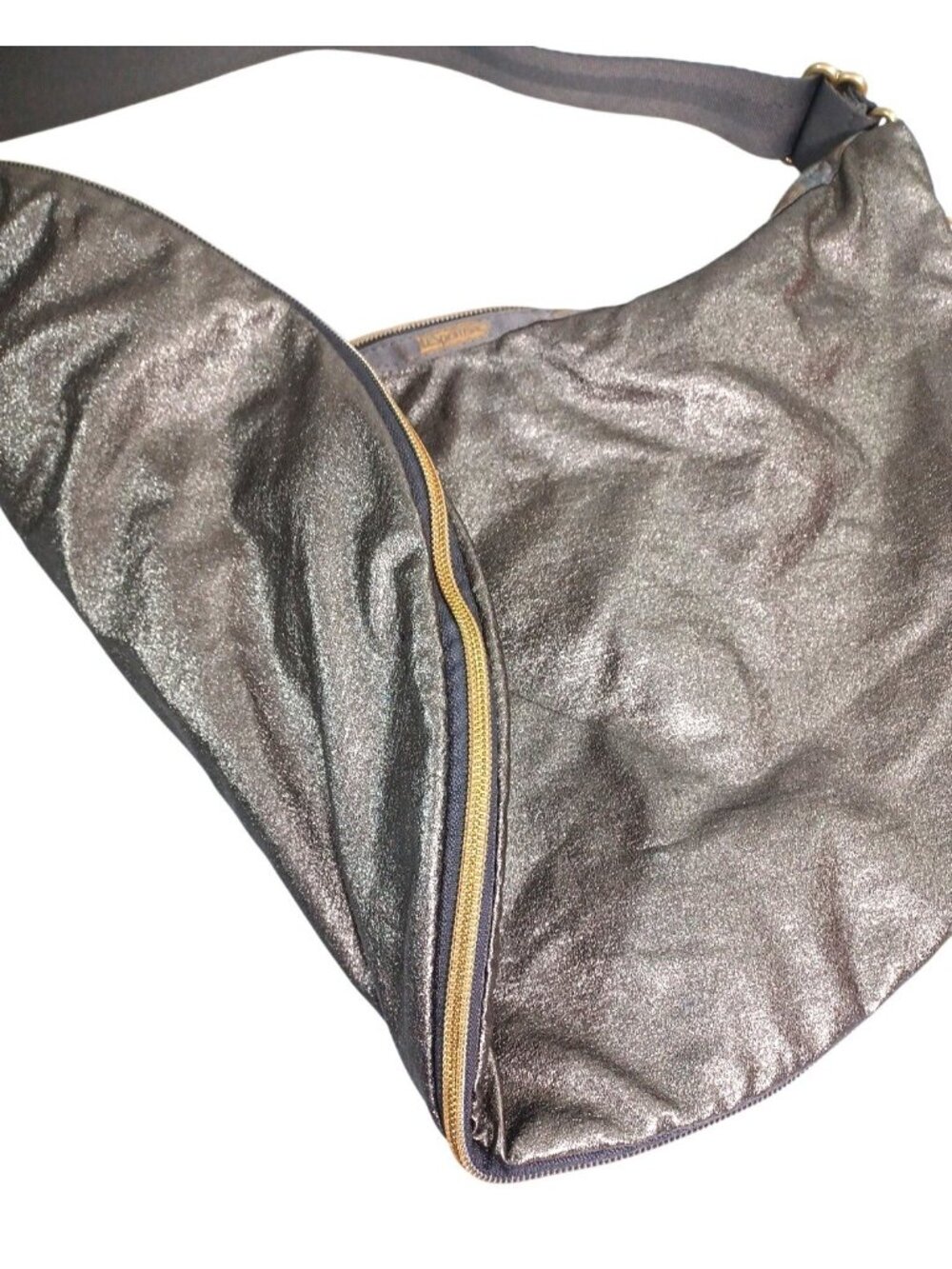 New Lesportsac 19x11 Metallic Hobo Zip Around Expandable Adjustable Shoulder Bag - Picture 4 of 8
